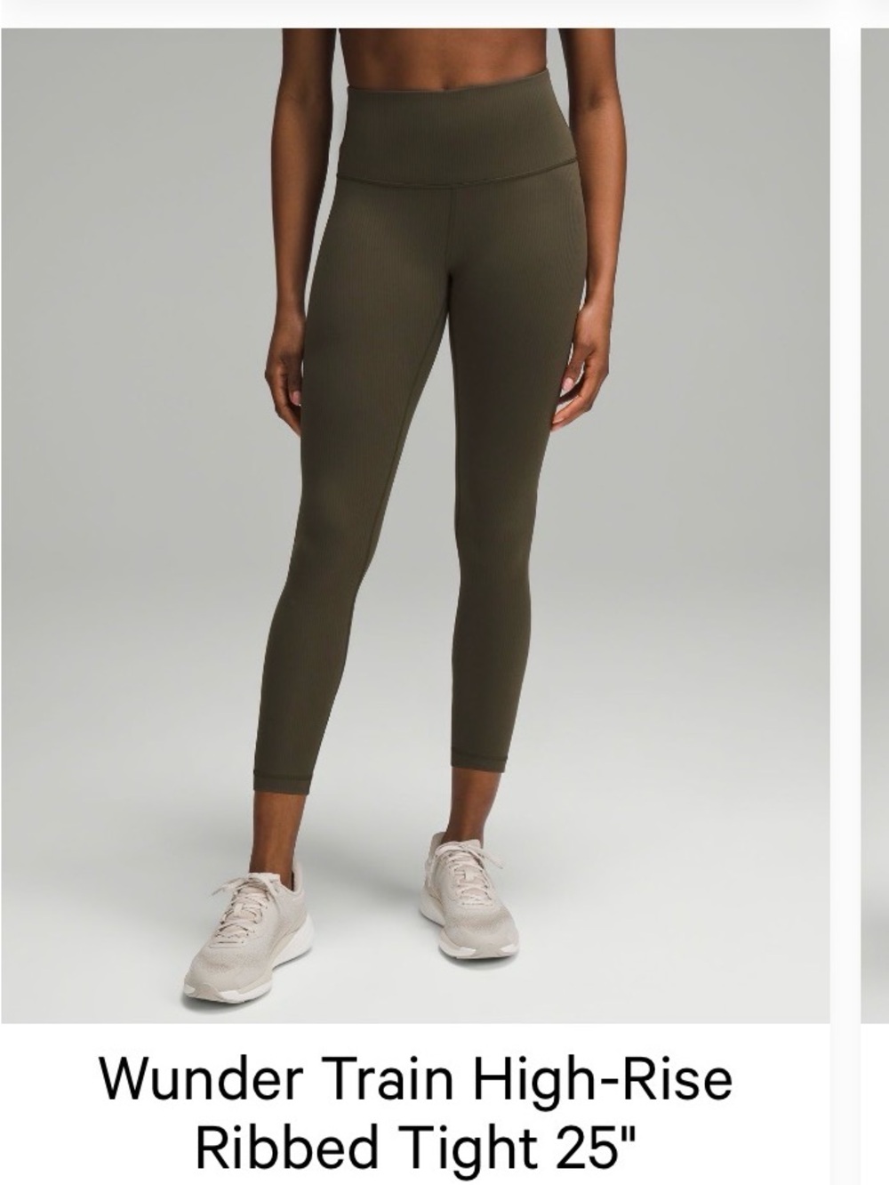 Like New lululemon Wunder training Ribbed Olive Green High-Waist Leggings 25”